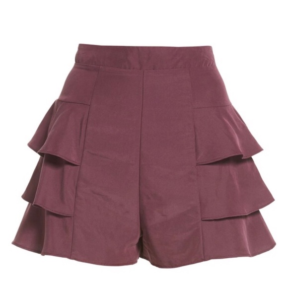 Leith | Shorts | Purple Burgundy Tiered Ruffle Shorts | Poshmark